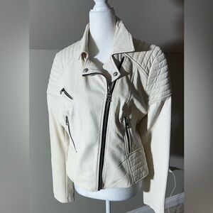 Guess Women's Ivory Leather Jacket